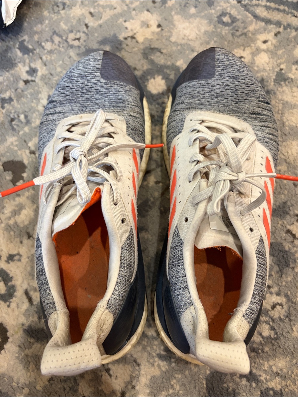Men's Athletic Running Shoes in Gray, White & Orange Adias